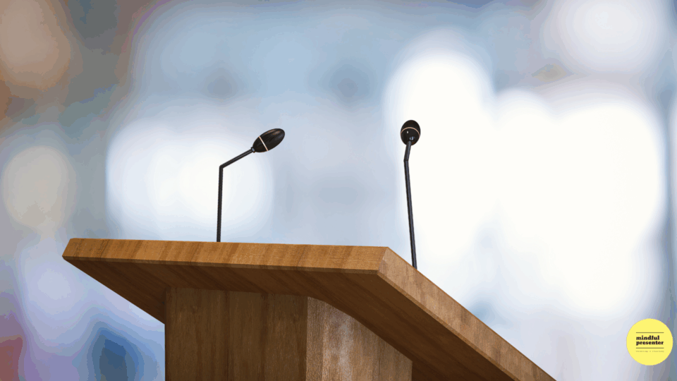 Lectern with two microphones