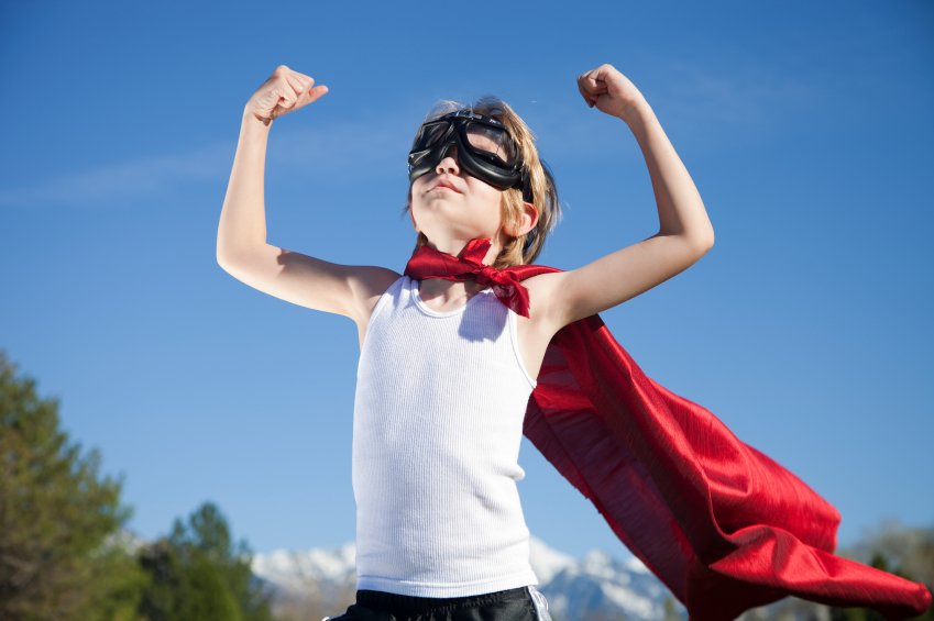 Boy dressed as superman