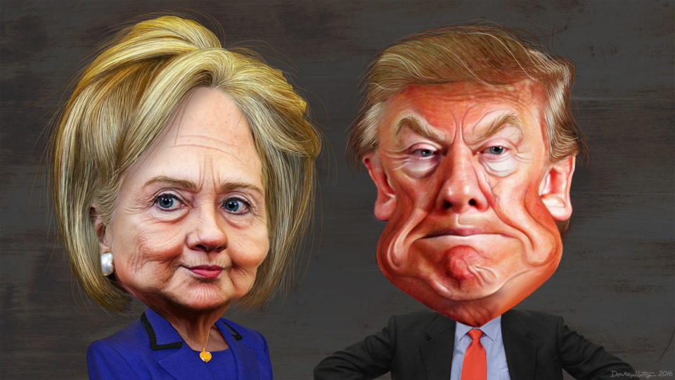 Charactateur of Hilary Clinton and Donald Trump