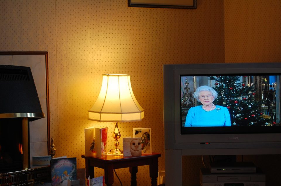 The queen's speech on a television set