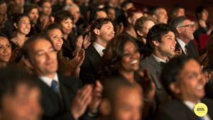 Large happy audience