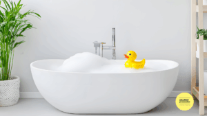Rubber duck in a bath