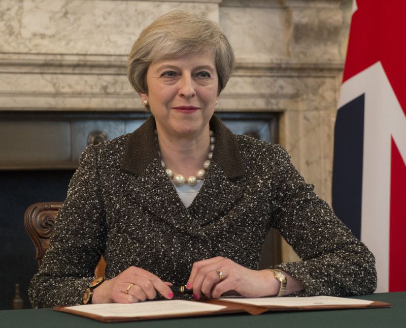 Theresa May signing article 50