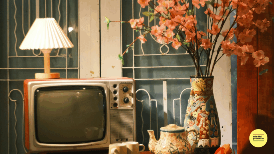 Old fashioned TV in living room