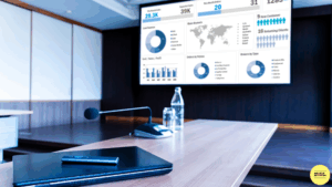 financial data on screen