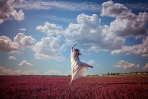 women in a field