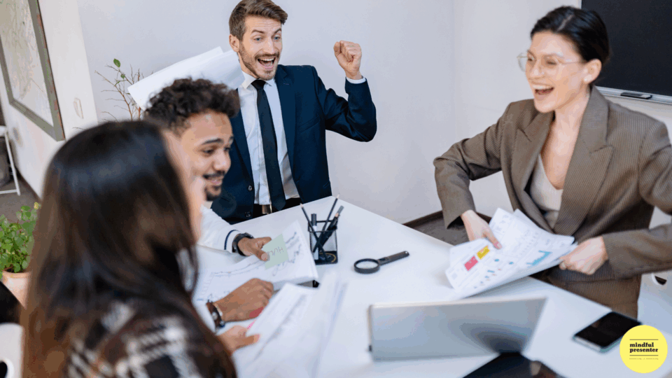 people looking happy in business meeting