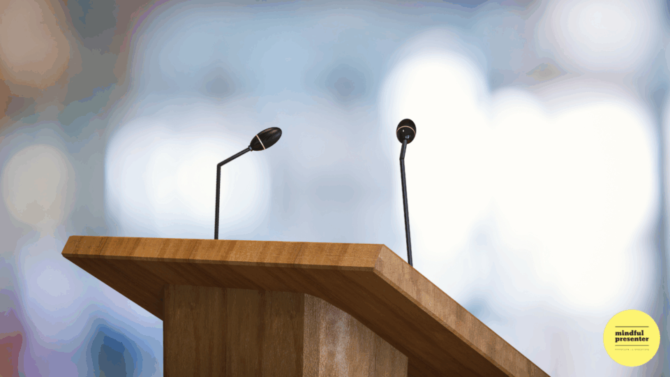 Lectern with two microphones