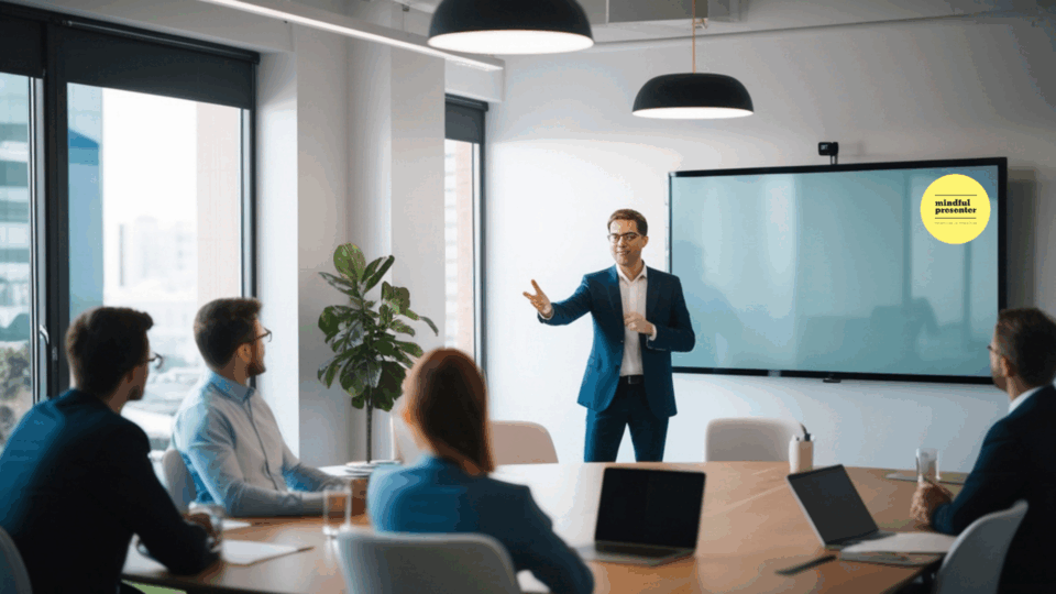 A man presenting at a meeting