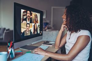 woman giving virtual presentation