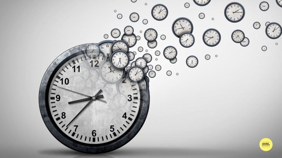 one large clock and lots of small clocks coming out of it