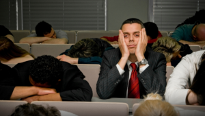 Audience looking bored