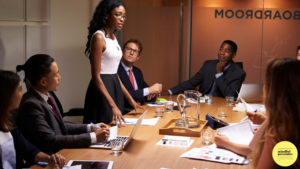 woman presenting in board room