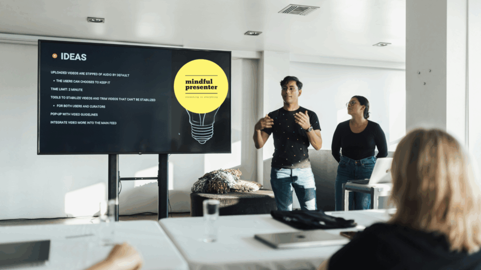 man and woman presenting