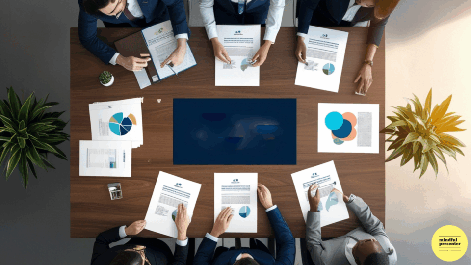 team meeting overhead view